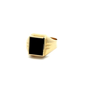 Herren Ring Black sguare  585k- Gold
